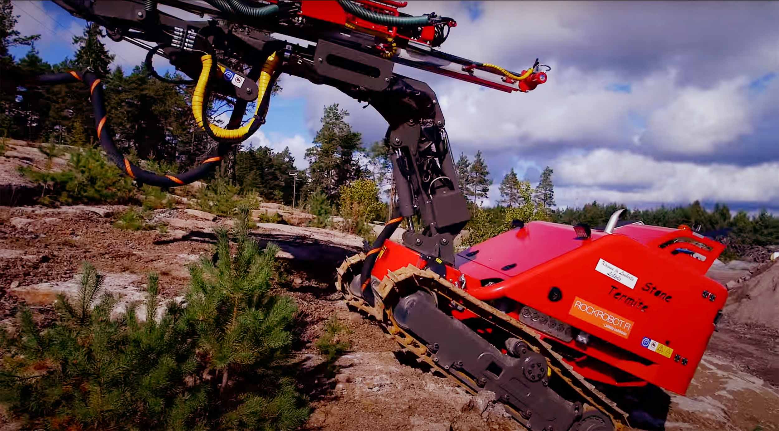 Stonepower Stone Termite crawler drill driving in rocky woods